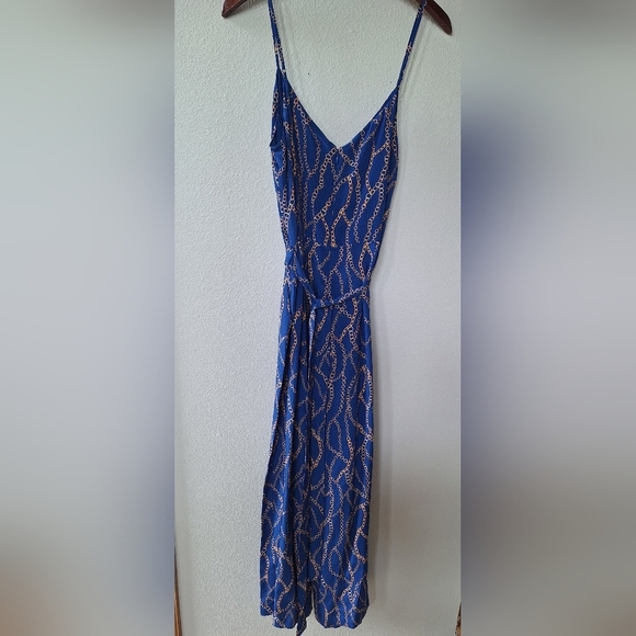 L'agence Women's Chain Print 100% Silk Cropped Jumper. Navy/Gold Size 8 - Picture 9 of 10